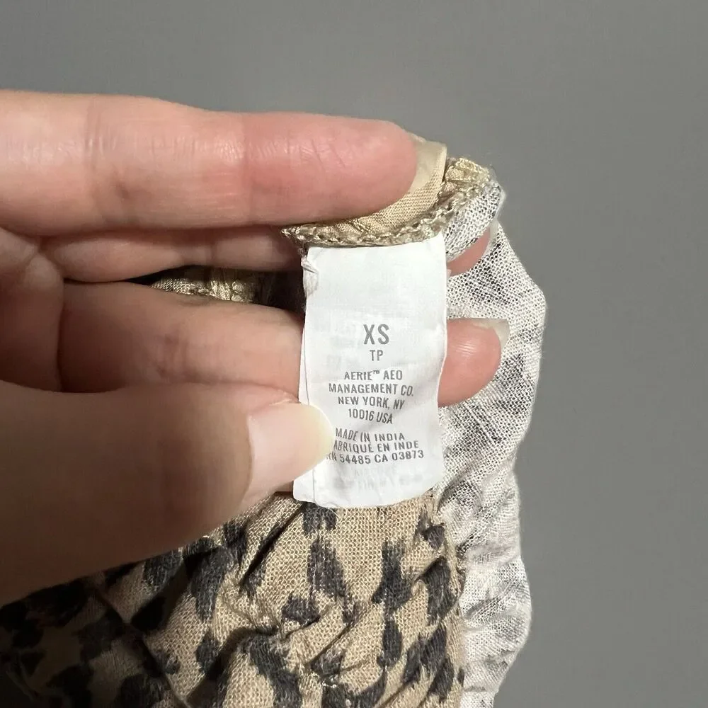 Aerie Cheetah Leopard Print Tapered Cargo Joggers Elastic Waist Brown XS Lounge